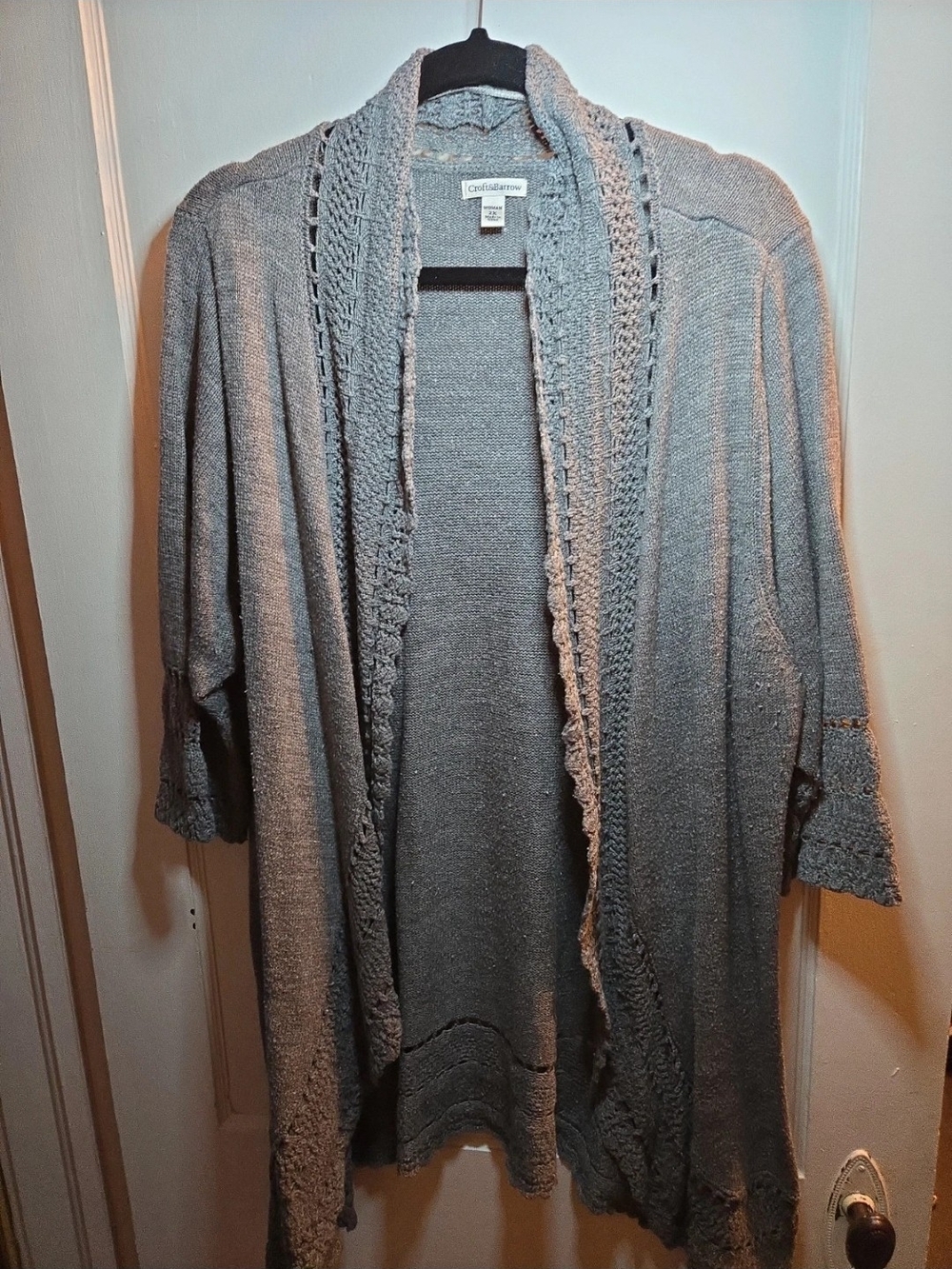 croft & barrow Light Gray Open-Front Knit Cardigan
